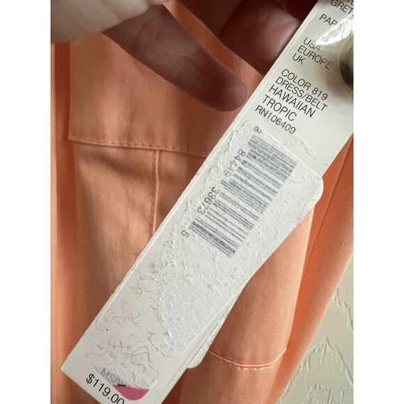 ALEX MARIE Peach Button Front Sleeveless Belted Shirt Sheath Dress Sz 8 NWT - Picture 6 of 9